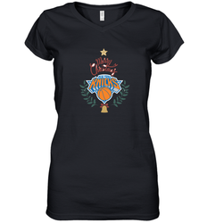 NBA New York Knicks Logo merry Christmas gilf Women's V-Neck T-Shirt