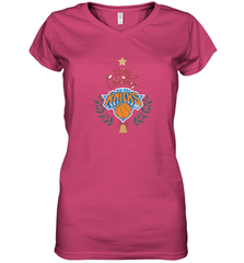 NBA New York Knicks Logo merry Christmas gilf Women's V-Neck T-Shirt Women's V-Neck T-Shirt - HHHstores