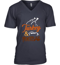 Turkey And Football Thanksgiving Day Football Fan Holiday Men's V-Neck