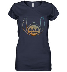 Disney Stitch Face Halloween Women's V-Neck T-Shirt