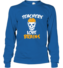 Teachers Love Brains funny Halloween Zombie Long Sleeve T-Shirt Long Sleeve T-Shirt - HHHstores