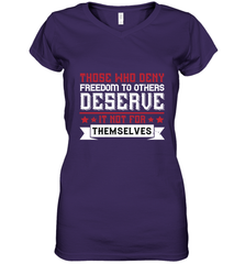 Those who deny freedom to others deserve it not for themselves 01 Women's V-Neck T-Shirt Women's V-Neck T-Shirt - HHHstores