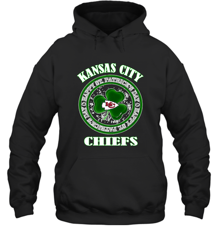 NFL Kansas City Chiefs Logo Happy St Patrick's Day Hooded Sweatshirt Hooded Sweatshirt / Black / S Hooded Sweatshirt - HHHstores