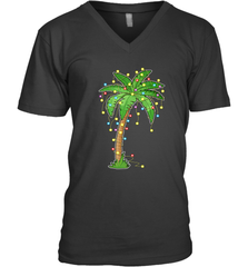 Christmas Lights Palm Tree Beach Funny Tropical Xmas Gift Men's V-Neck Men's V-Neck - HHHstores
