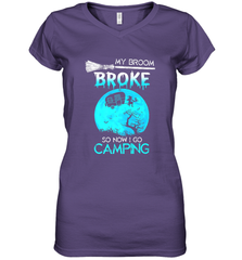 My Broom Broke So Now I Go Camping Camping Lover Gift Women's V-Neck T-Shirt Women's V-Neck T-Shirt - HHHstores