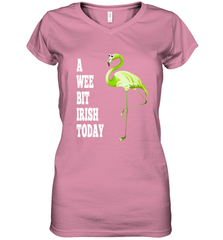 A Wee Bit Irish Today Flamingo St. Patrick's Day Women's V-Neck T-Shirt Women's V-Neck T-Shirt - HHHstores