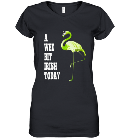 A Wee Bit Irish Today Flamingo St. Patrick's Day Women's V-Neck T-Shirt Women's V-Neck T-Shirt / Black / S Women's V-Neck T-Shirt - HHHstores