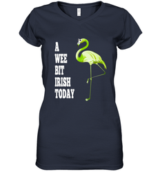 A Wee Bit Irish Today Flamingo St. Patrick's Day Women's V-Neck T-Shirt