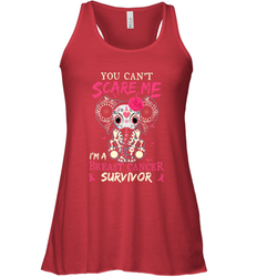 You can't Scare Me I'm Breast Cancer Survivor Elephant Funny Women's Racerback Tank