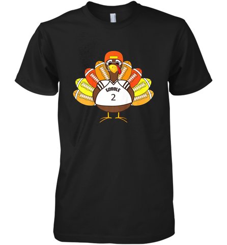 Cool Thanksgiving Football Shirt _ Gobble Player Turkey Gift Men's Premium T-Shirt Men's Premium T-Shirt / Black / XS Men's Premium T-Shirt - HHHstores