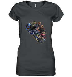 Marvel Avengers Endgame Action Pose Logo Women's V-Neck T-Shirt