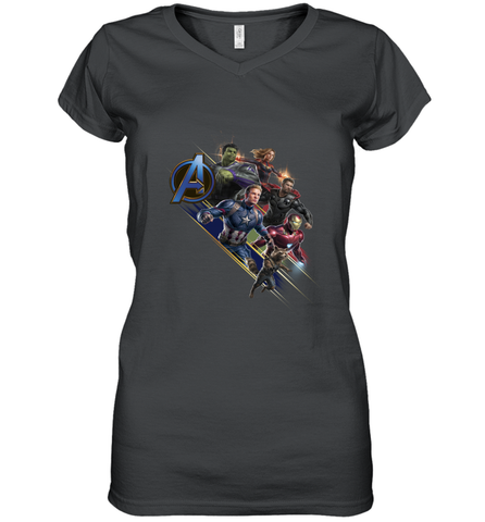 Marvel Avengers Endgame Action Pose Logo Women's V-Neck T-Shirt Women's V-Neck T-Shirt / Black / S Women's V-Neck T-Shirt - HHHstores