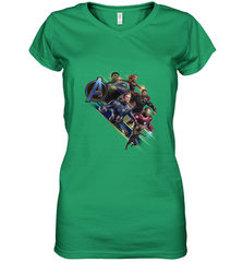 Marvel Avengers Endgame Action Pose Logo Women's V-Neck T-Shirt Women's V-Neck T-Shirt - HHHstores