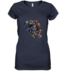 Marvel Avengers Endgame Action Pose Logo Women's V-Neck T-Shirt
