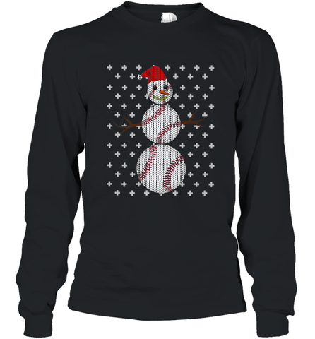 UGLY CHRISTMAS Baseball Snowman Holiday Santa Funny Men Gift Long Sleeve T-Shirt Long Sleeve T-Shirt / Black / S Long Sleeve T-Shirt - HHHstores
