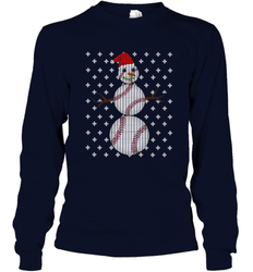 UGLY CHRISTMAS Baseball Snowman Holiday Santa Funny Men Gift Long Sleeve T-Shirt