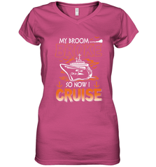 My Broom Broke So Now I Cruise Halloween Cruising Women's V-Neck T-Shirt Women's V-Neck T-Shirt - HHHstores
