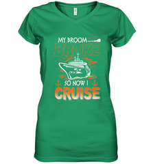 My Broom Broke So Now I Cruise Halloween Cruising Women's V-Neck T-Shirt Women's V-Neck T-Shirt - HHHstores