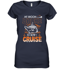 My Broom Broke So Now I Cruise Halloween Cruising Women's V-Neck T-Shirt Women's V-Neck T-Shirt - HHHstores