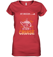 My Broom Broke So Now I Cruise Halloween Cruising Women's V-Neck T-Shirt Women's V-Neck T-Shirt - HHHstores