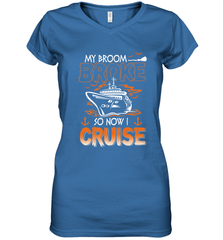 My Broom Broke So Now I Cruise Halloween Cruising Women's V-Neck T-Shirt Women's V-Neck T-Shirt - HHHstores