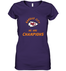 KC Kansas City Tribal Arrowhead we are Champions Women's V-Neck T-Shirt Women's V-Neck T-Shirt - HHHstores