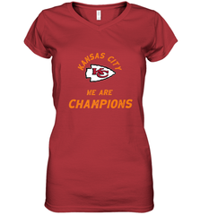 KC Kansas City Tribal Arrowhead we are Champions Women's V-Neck T-Shirt Women's V-Neck T-Shirt - HHHstores