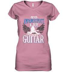 Guitarist Men Boys  Never Underestimate A Boy With A Guitar Women's V-Neck T-Shirt Women's V-Neck T-Shirt - HHHstores