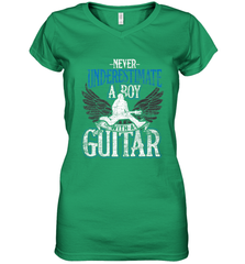 Guitarist Men Boys  Never Underestimate A Boy With A Guitar Women's V-Neck T-Shirt Women's V-Neck T-Shirt - HHHstores
