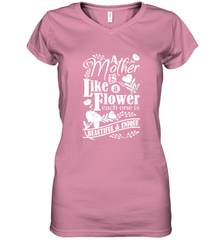 A mother is like a flower each one is beautiful and unique Women's V-Neck T-Shirt Women's V-Neck T-Shirt - HHHstores