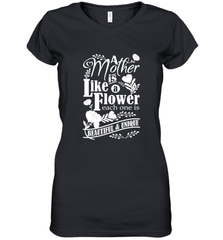 A mother is like a flower each one is beautiful and unique Women's V-Neck T-Shirt Women's V-Neck T-Shirt - HHHstores