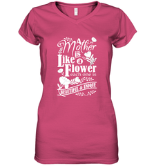 A mother is like a flower each one is beautiful and unique Women's V-Neck T-Shirt Women's V-Neck T-Shirt - HHHstores