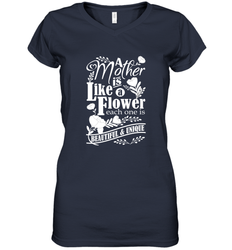 A mother is like a flower each one is beautiful and unique Women's V-Neck T-Shirt