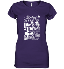 A mother is like a flower each one is beautiful and unique Women's V-Neck T-Shirt Women's V-Neck T-Shirt - HHHstores