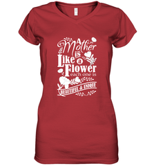 A mother is like a flower each one is beautiful and unique Women's V-Neck T-Shirt Women's V-Neck T-Shirt - HHHstores