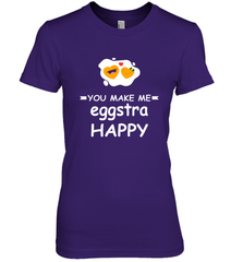 You Make Me Eggstra happy,Funny Valentine His and Her Couple Women's Premium T-Shirt Women's Premium T-Shirt - HHHstores