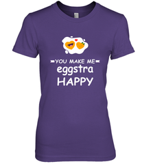 You Make Me Eggstra happy,Funny Valentine His and Her Couple Women's Premium T-Shirt Women's Premium T-Shirt - HHHstores