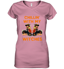 Cool Chillin With My Witches Halloween Costume Women's V-Neck T-Shirt Women's V-Neck T-Shirt - HHHstores