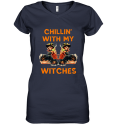 Cool Chillin With My Witches Halloween Costume Women's V-Neck T-Shirt