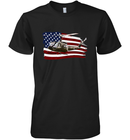 UH 1 UH1 Huey Helicopter T shirt American Flag usa Men's Premium T-Shirt Men's Premium T-Shirt / Black / XS Men's Premium T-Shirt - HHHstores