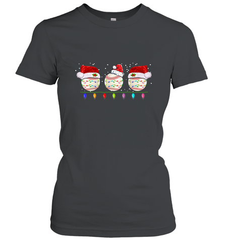 Three Baseball Balls Christmas Gift Santa Xmas lights Snow Women's T-Shirt Women's T-Shirt / Black / S Women's T-Shirt - HHHstores