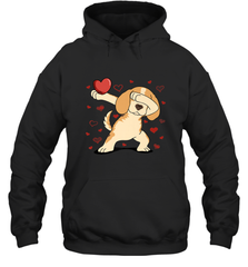 Dog Dabbing Heart For Valentine's Day Art Graphics Gift Hooded Sweatshirt Hooded Sweatshirt - HHHstores