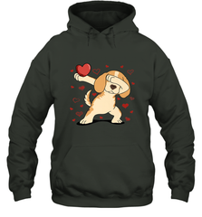 Dog Dabbing Heart For Valentine's Day Art Graphics Gift Hooded Sweatshirt Hooded Sweatshirt - HHHstores