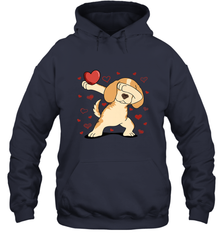 Dog Dabbing Heart For Valentine's Day Art Graphics Gift Hooded Sweatshirt Hooded Sweatshirt - HHHstores