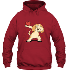 Dog Dabbing Heart For Valentine's Day Art Graphics Gift Hooded Sweatshirt Hooded Sweatshirt - HHHstores