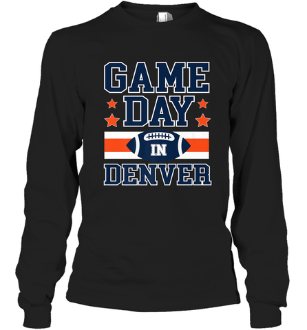 NFL Denver Co Game Day Football Home Team Colors Long Sleeve T-Shirt Long Sleeve T-Shirt / Black / S Long Sleeve T-Shirt - HHHstores