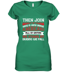 Then join hand in hand, brave Americans all! By uniting we stand, by dividing we fall 01 Women's V-Neck T-Shirt Women's V-Neck T-Shirt - HHHstores