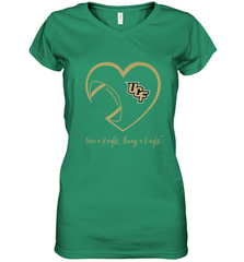 UCF Knights Football Inside Heart  Team  Apparel Women's V-Neck T-Shirt Women's V-Neck T-Shirt - HHHstores