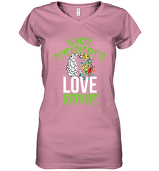 School Psychologists Love Brains Halloween Teacher Women's V-Neck T-Shirt Women's V-Neck T-Shirt - HHHstores