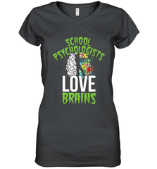School Psychologists Love Brains Halloween Teacher Women's V-Neck T-Shirt Women's V-Neck T-Shirt - HHHstores